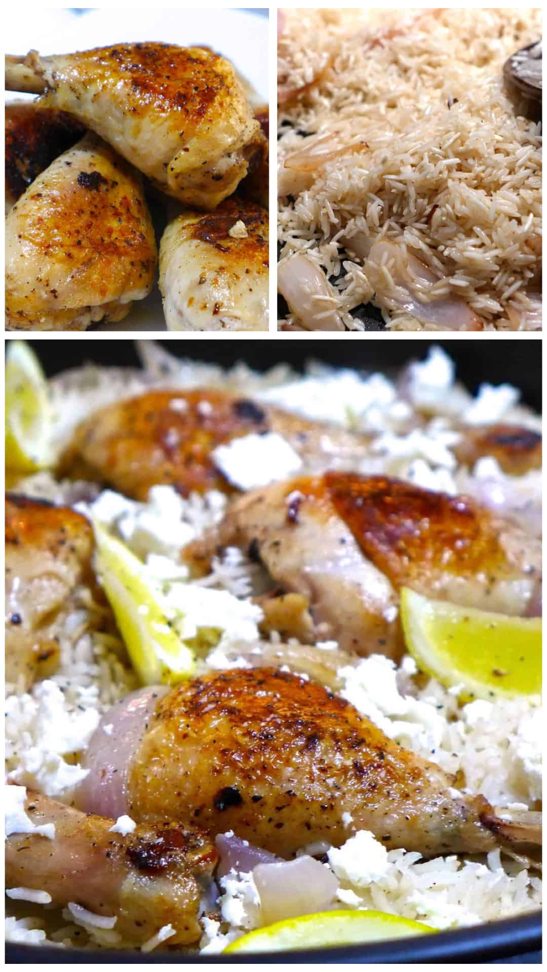 Lemony Greek Rice Pilaf (Pilafi) Recipe with Chicken legs preparation